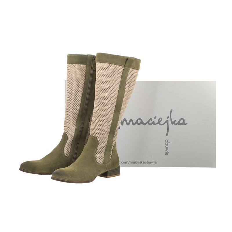 Maciejka Oliwkowe Ażurowe 06467-24/00-1 (MA1196-a) boots