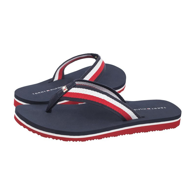 Tommy Hilfiger Corporate Beach Sandal Red White Blue FW0FW07986 0G0 (TH1097-a) apavi