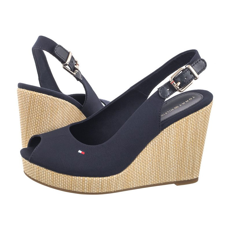 Tommy Hilfiger Iconic Elena Sling Back Wedge FW0FW04789 DW6 Space Blue (TH126-f) batai