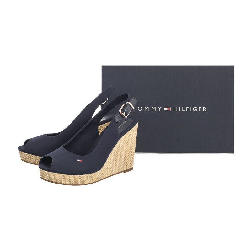 Tommy Hilfiger Iconic Elena Sling Back Wedge FW0FW04789 DW6 Space Blue (TH126-f) batai