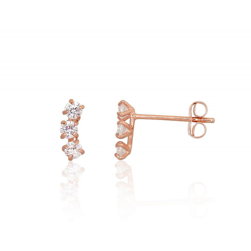 Gold classic studs earrings 1201685(Au-R)_CZ, Red Gold 585°, Zirkons