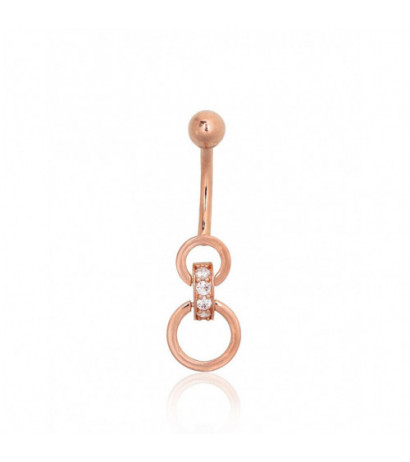 Gold piercing for navel 1930091(Au-R)_CZ, Red Gold 585°, Zirkons