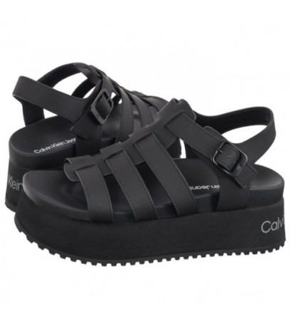 Calvin Klein Platform Buckle Rubber Mg Mtl Triple Black YW0YW01513 0GT (CK509-b) bateliai