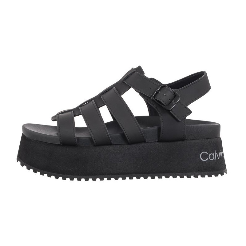 Calvin Klein Platform Buckle Rubber Mg Mtl Triple Black YW0YW01513 0GT (CK509-b) bateliai