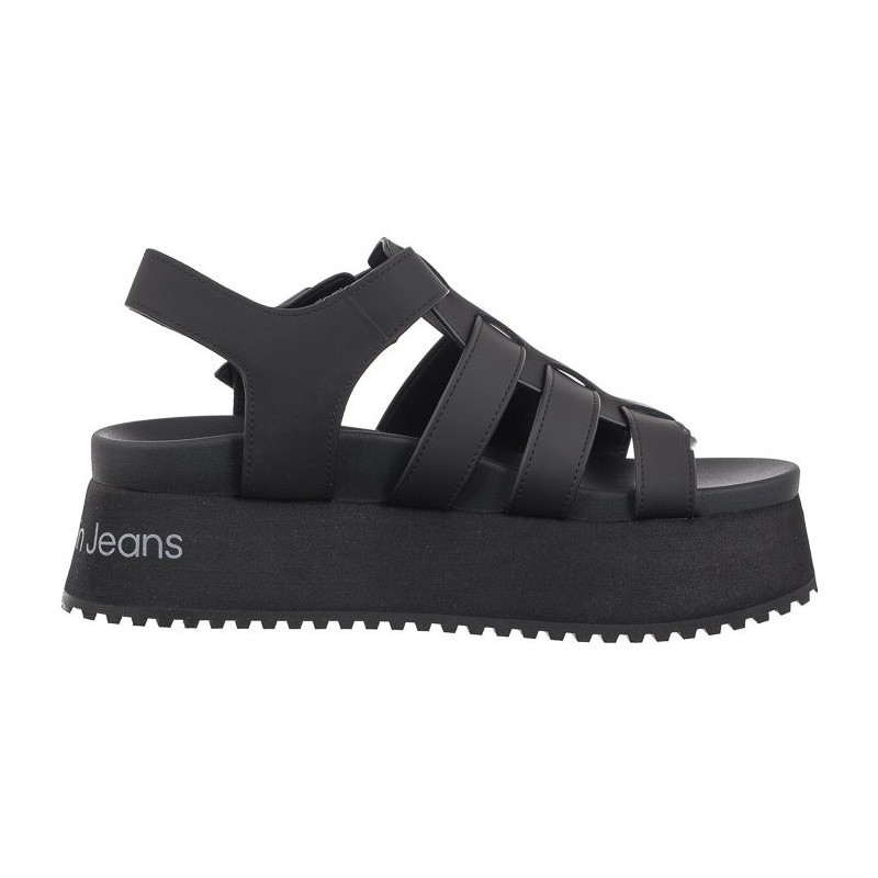 Calvin Klein Platform Buckle Rubber Mg Mtl Triple Black YW0YW01513 0GT (CK509-b) bateliai