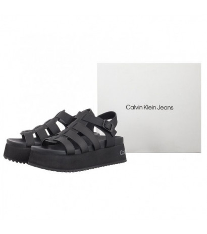 Calvin Klein Platform Buckle Rubber Mg Mtl Triple Black YW0YW01513 0GT (CK509-b) bateliai