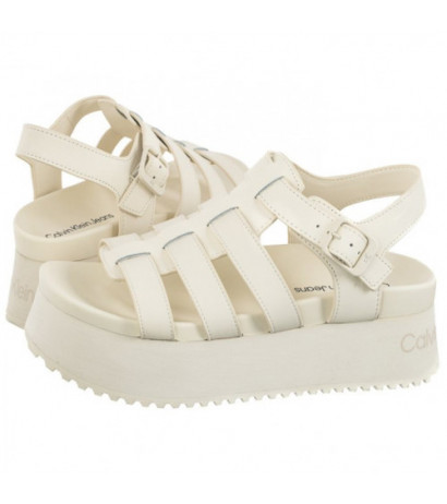 Calvin Klein Platform Buckle Rubber Mg Mtl Triple Creamy White YW0YW01513 YBI (CK509-a) bateliai