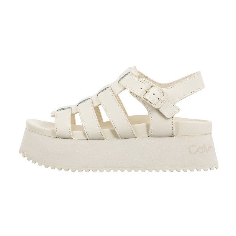 Calvin Klein Platform Buckle Rubber Mg Mtl Triple Creamy White YW0YW01513 YBI (CK509-a) bateliai