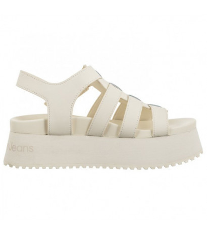 Calvin Klein Platform Buckle Rubber Mg Mtl Triple Creamy White YW0YW01513 YBI (CK509-a) bateliai