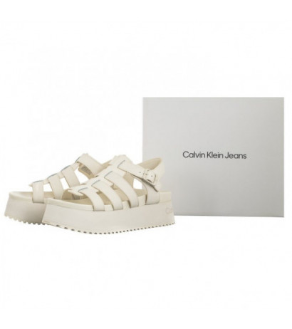 Calvin Klein Platform Buckle Rubber Mg Mtl Triple Creamy White YW0YW01513 YBI (CK509-a) bateliai