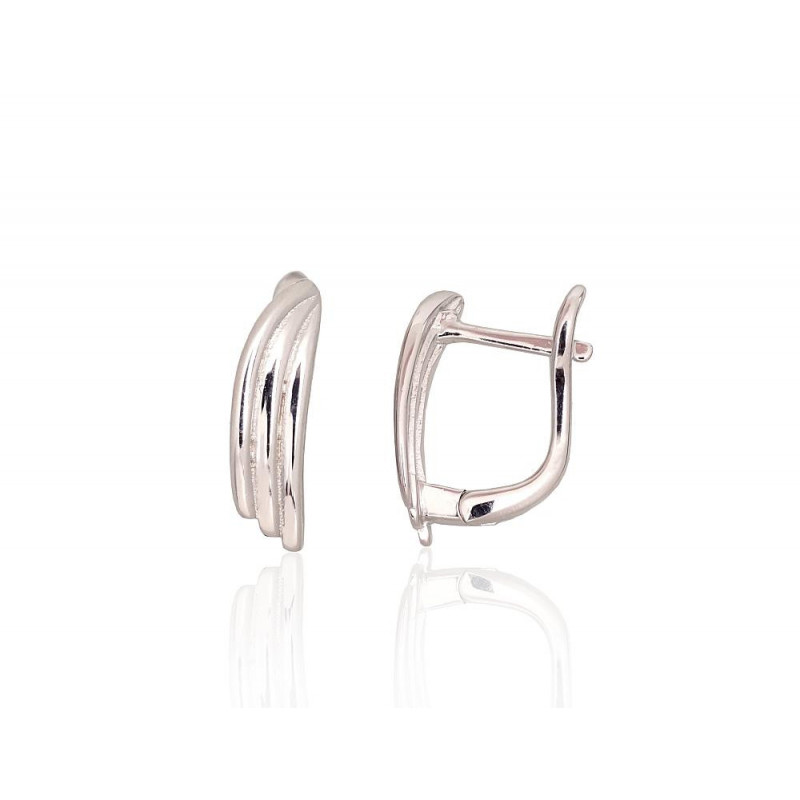 Silver earrings with 'english' lock 2204168(PRh-Gr), Silver 925°, Rhodium (Plating)