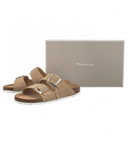 Tamaris Beżowe 1-27533-42 353 Taupe Nubuc (TM445-b) Sieviešu apavi/Flip Flops