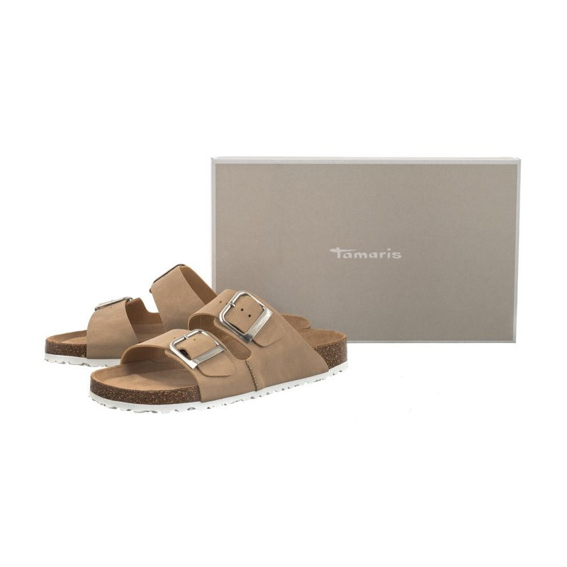 Tamaris Beżowe 1-27533-42 353 Taupe Nubuc (TM445-b) Sieviešu apavi/Flip Flops