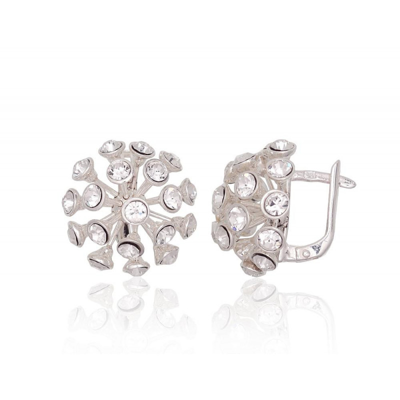 Silver earrings with 'english' lock 2203794_SV, Silver 925°, Crystals