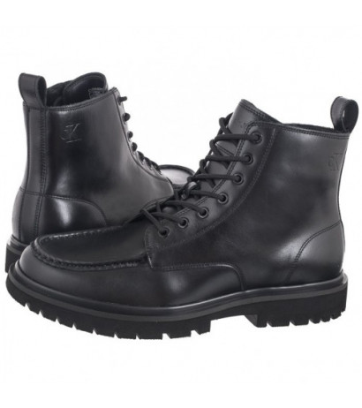 Calvin Klein Eva Boot Mid Laceup Unform Dress Triple Black YM0YM01073 0GJ (CK558-a) pārgājienu zābaki