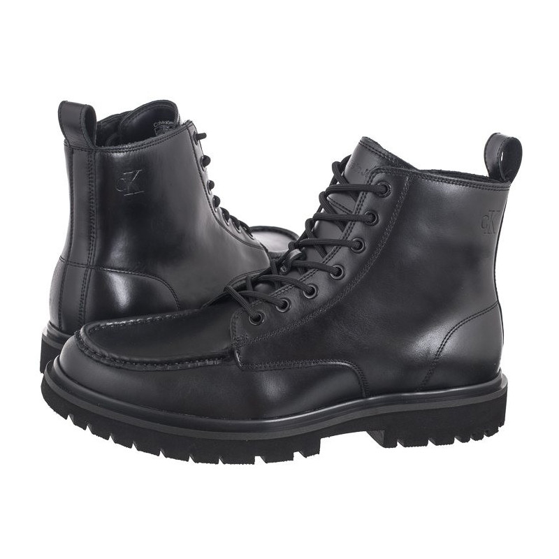 Calvin Klein Eva Boot Mid Laceup Unform Dress Triple Black YM0YM01073 0GJ (CK558-a) pārgājienu zābaki