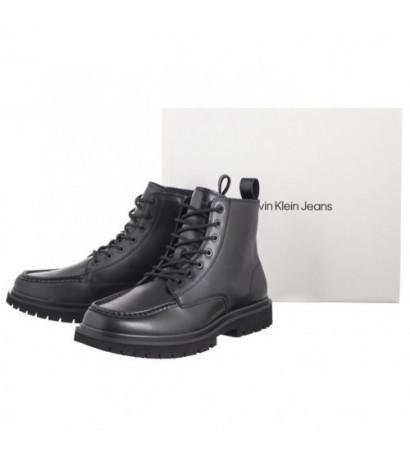 Calvin Klein Eva Boot Mid Laceup Unform Dress Triple Black YM0YM01073 0GJ (CK558-a) boots