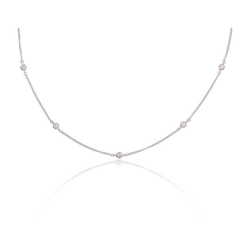 Silver necklace 2500136(PRh-Gr)_CZ, Silver 925°, Rhodium (Plating), Zirkons