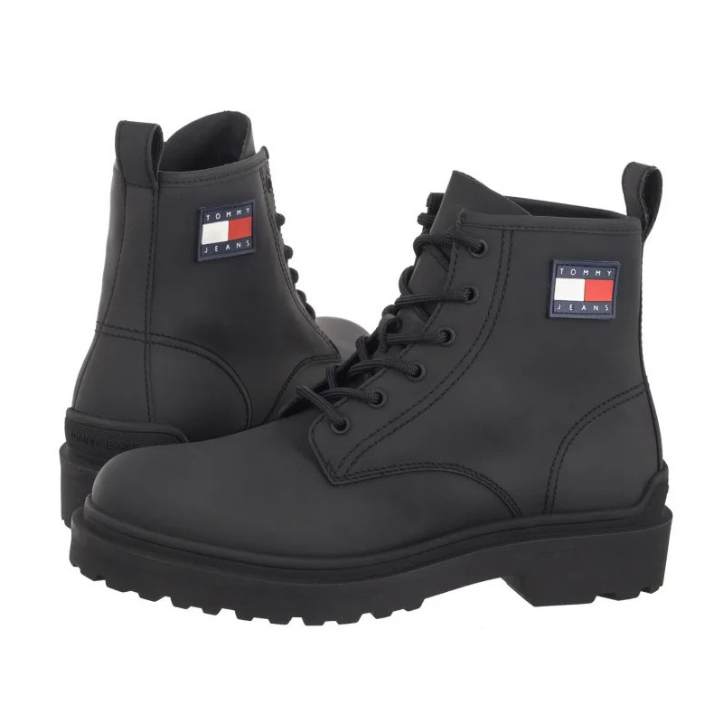 Tommy Hilfiger Tjm Leather Lace Up Boot Black EM0EM01447 BDS (TH1160-a) žygio batai