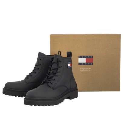 Tommy Hilfiger Tjm Leather Lace Up Boot Black EM0EM01447 BDS (TH1160-a) saapad