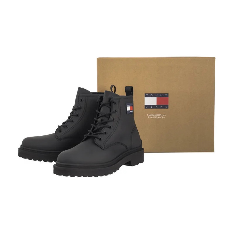 Tommy Hilfiger Tjm Leather Lace Up Boot Black EM0EM01447 BDS (TH1160-a) saapad