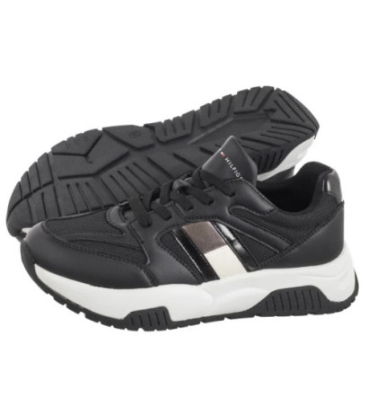 Tommy Hilfiger Flag Low Cut Lace-Up Sneaker Black/Silver T3A9-33550-1697X399 (TH1170-a) bateliai