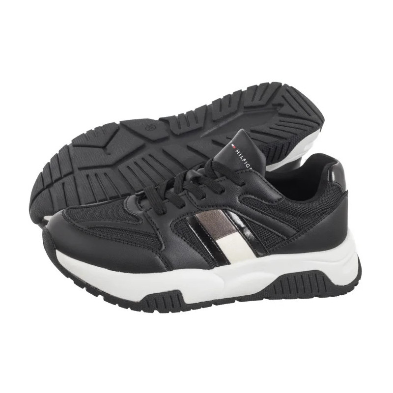 Tommy Hilfiger Flag Low Cut Lace-Up Sneaker Black/Silver T3A9-33550-1697X399 (TH1170-a) bateliai