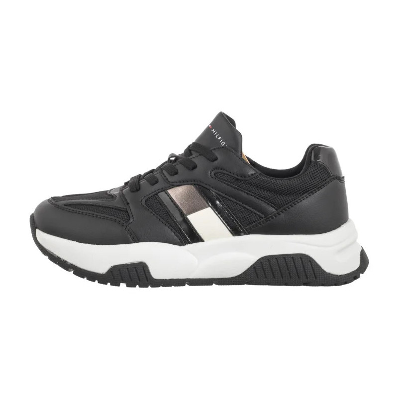 Tommy Hilfiger Flag Low Cut Lace-Up Sneaker Black/Silver T3A9-33550-1697X399 (TH1170-a) bateliai