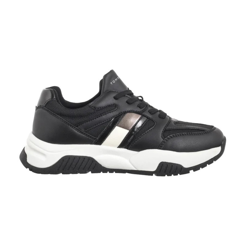 Tommy Hilfiger Flag Low Cut Lace-Up Sneaker Black/Silver T3A9-33550-1697X399 (TH1170-a) bateliai