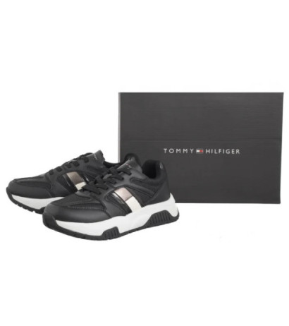 Tommy Hilfiger Flag Low Cut Lace-Up Sneaker Black/Silver T3A9-33550-1697X399 (TH1170-a) bateliai