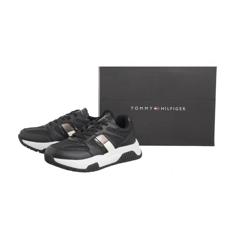 Tommy Hilfiger Flag Low Cut Lace-Up Sneaker Black/Silver T3A9-33550-1697X399 (TH1170-a) bateliai