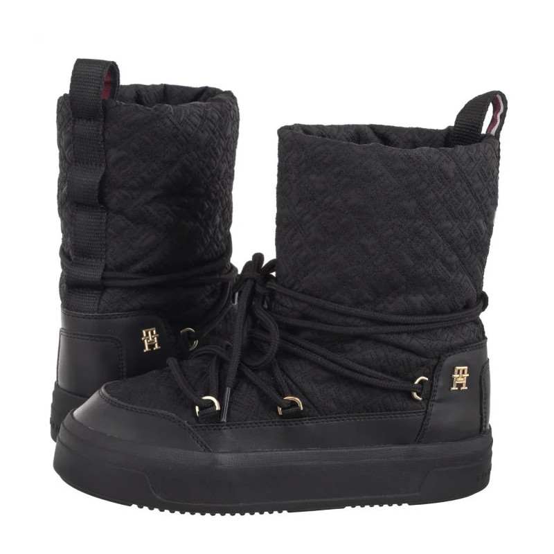 Tommy Hilfiger Lace-Up Monogram Snowboot Black FW0FW08430 BDS (TH1159-a) batai