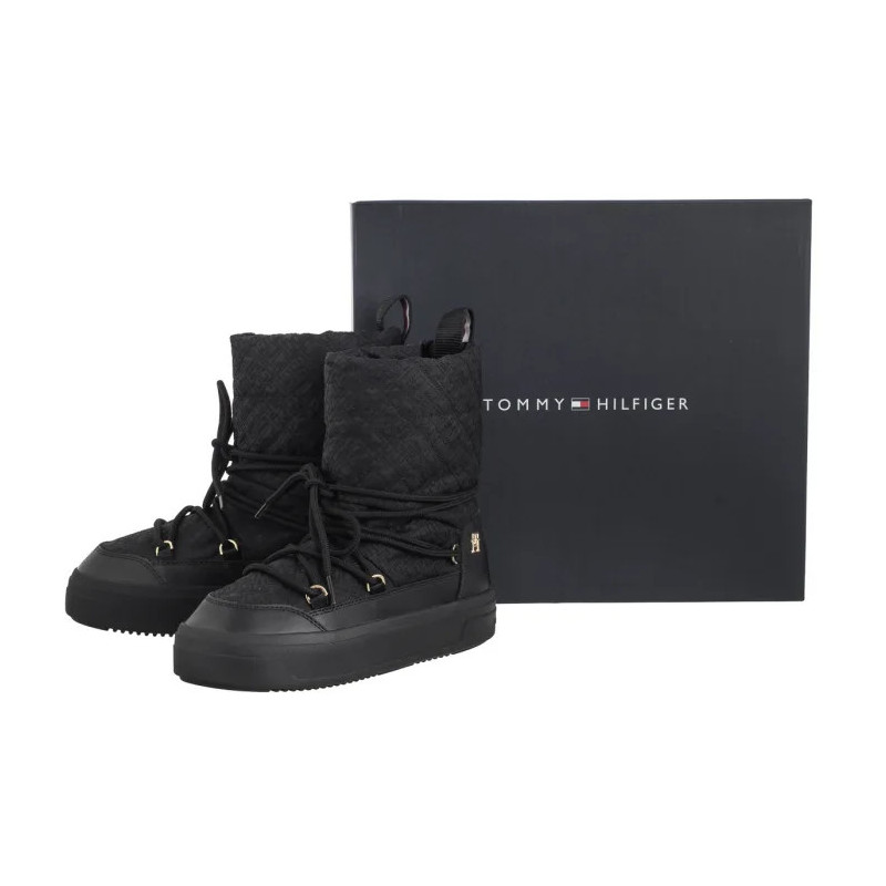 Tommy Hilfiger Lace-Up Monogram Snowboot Black FW0FW08430 BDS (TH1159-a) batai