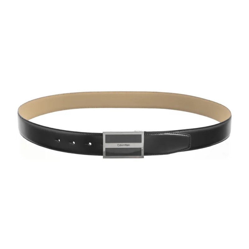 Calvin Klein Metal Inlaid CK Plaque 35MM CK Black Smooth K50K512333 BEH (CK564-a) belt