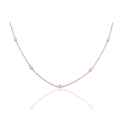 Silver necklace 2500136(PAu-R)_CZ, Silver 925°, red gold (Plating), Zirkons