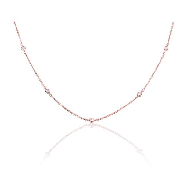 Silver necklace 2500136(PAu-R)_CZ, Silver 925°, red gold (Plating), Zirkons