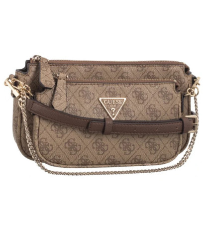 Guess Noelle Dbl Pouch Crossbody HWZG78 79710 Latte Logo/Brown (GU515-e) handbag