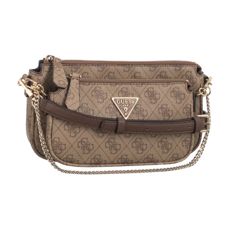 Guess Noelle Dbl Pouch Crossbody HWZG78 79710 Latte Logo/Brown (GU515-e) handbag