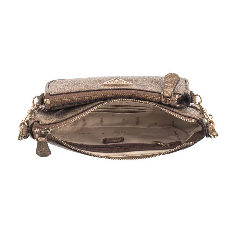 Guess Noelle Dbl Pouch Crossbody HWZG78 79710 Latte Logo/Brown (GU515-e) handbag