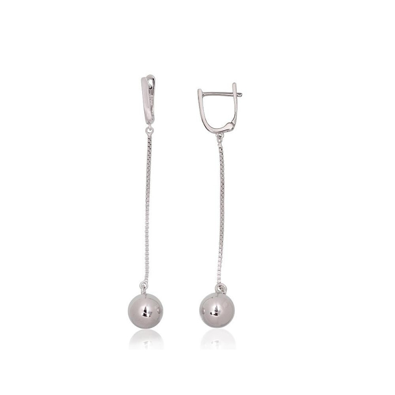 Silver earrings with 'english' lock 2204266(PRh-Gr), Silver 925°, Rhodium (Plating)