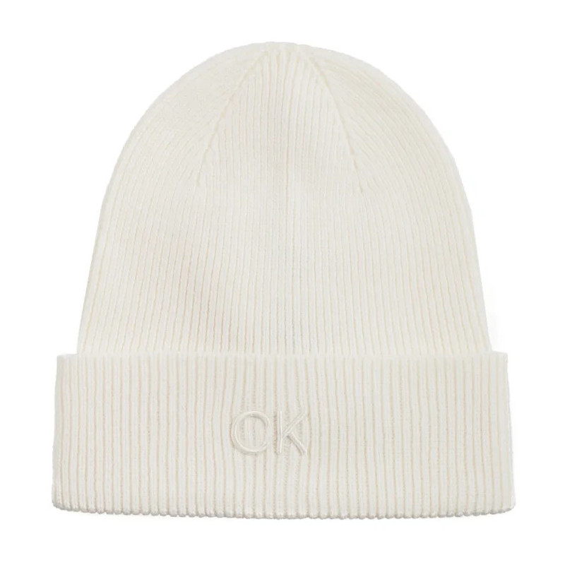 Calvin Klein CK Embroidery Fine Rib Beanie Lily White K60K612590 YAJ (CK554-c) cap