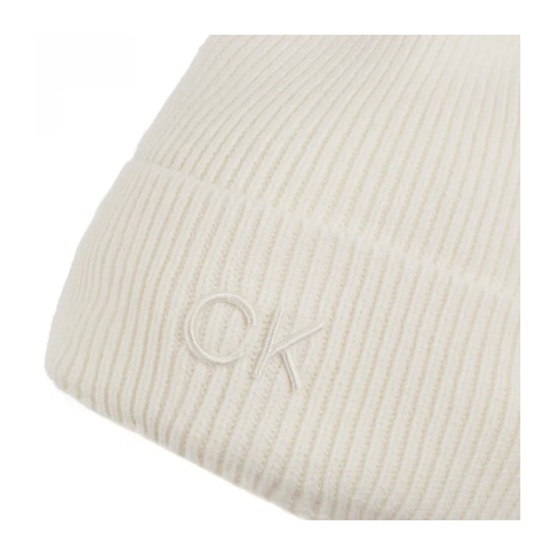 Calvin Klein CK Embroidery Fine Rib Beanie Lily White K60K612590 YAJ (CK554-c) cap