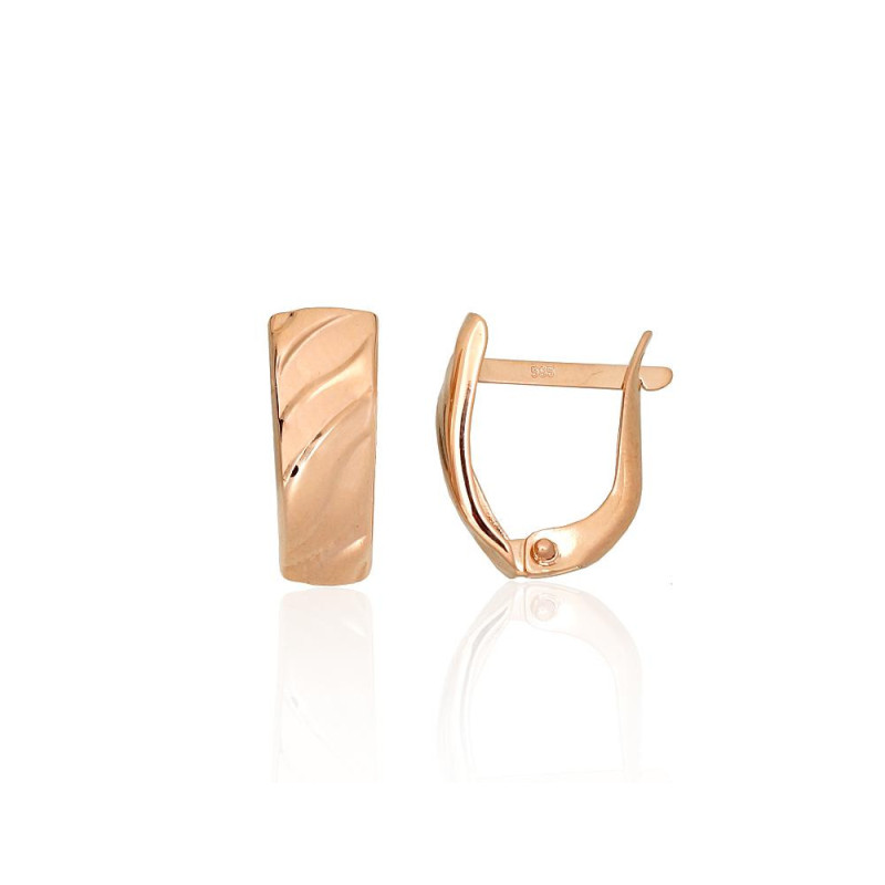 Gold earrings with 'english' lock 1201736(Au-R), Red Gold 585°