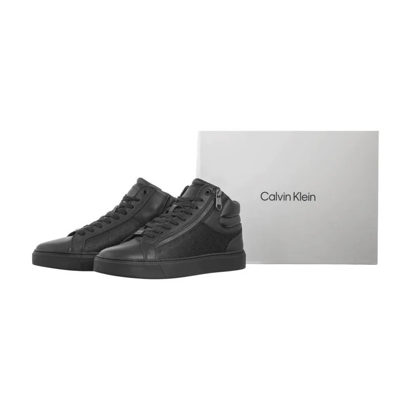 Calvin Klein High Top Lace Up W/ Zip Mono Triple Black Mono HM0HM01556 0GT (CK594-a) sporta apavi