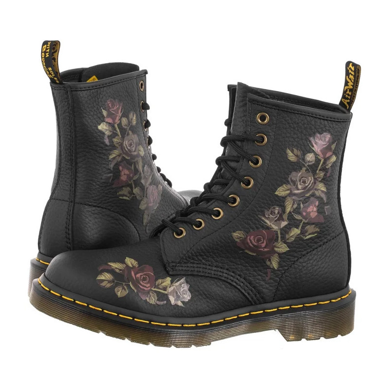 Dr. Martens 1460 Decayed Roses Classic Tumbled Nappa Black 32070001 (DR86-a) zābaki