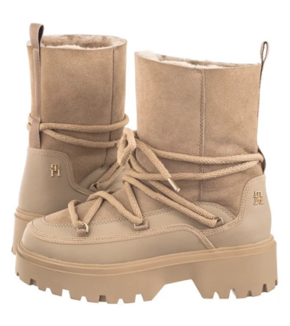 Tommy Hilfiger Real Shearling Lace-Up Snowboot Beige FW0FW08085 AEG (TH1210-a) batai