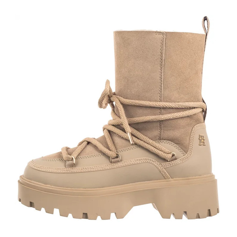 Tommy Hilfiger Real Shearling Lace-Up Snowboot Beige FW0FW08085 AEG (TH1210-a) batai