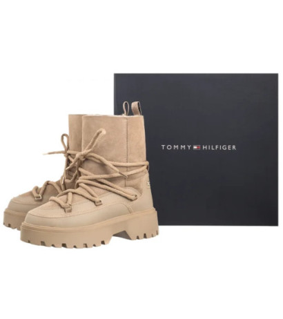 Tommy Hilfiger Real Shearling Lace-Up Snowboot Beige FW0FW08085 AEG (TH1210-a) batai