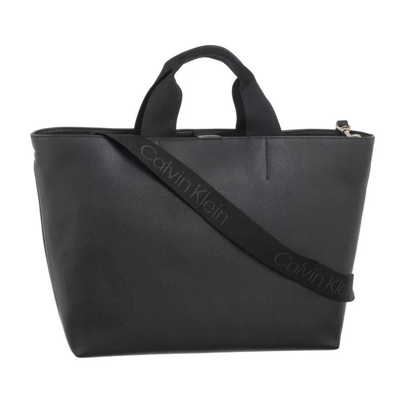 Calvin Klein Over Webbing Tote Pu Black K60K612710 BEH (CK586-a) handbag