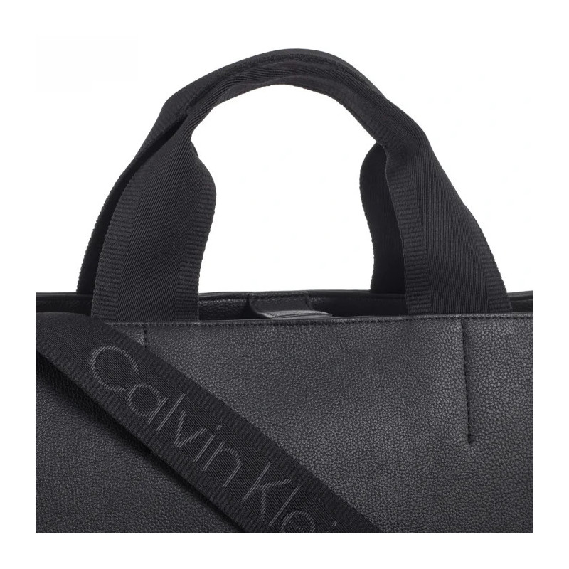 Calvin Klein Over Webbing Tote Pu Black K60K612710 BEH (CK586-a) handbag